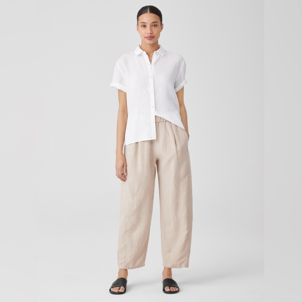 NEW Eileen Fisher Organic Linen Lantern Pant Undyed Natural Petite Large 2024